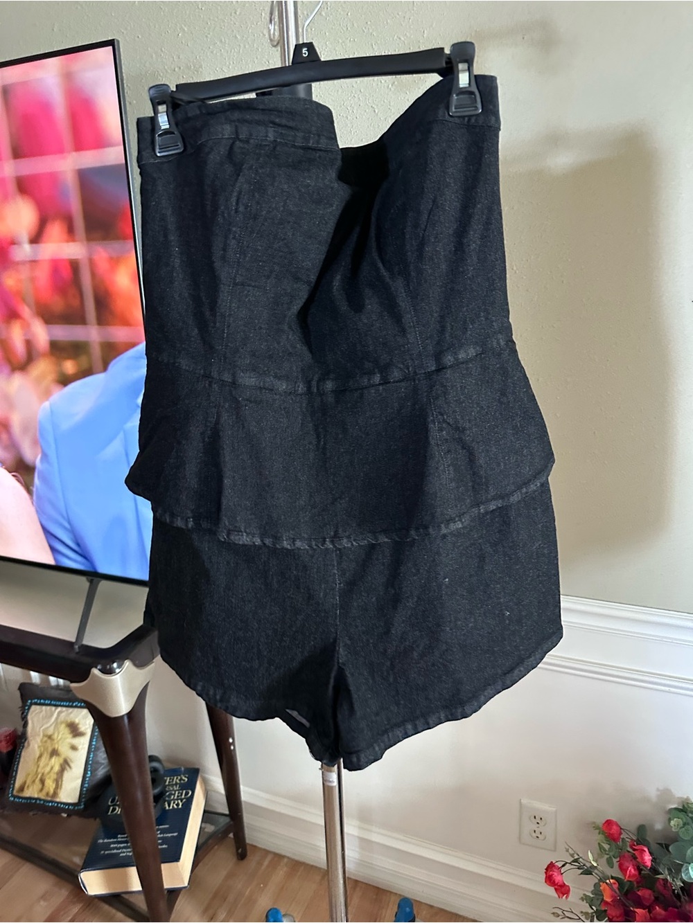 Altar'd State Black Strapless Peplum Romper